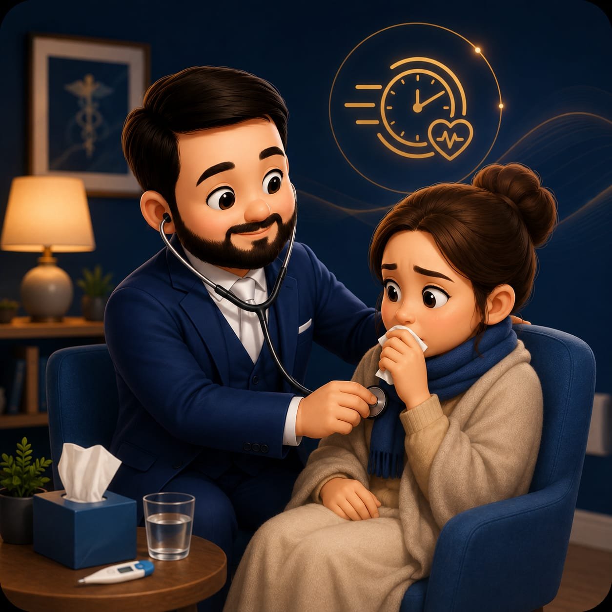 Médico Dr. Tiago Padilha atendendo pacientes com queixas e sintomas pontuais.