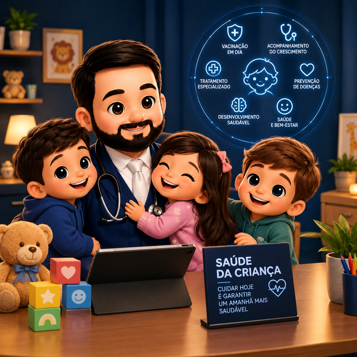 Atendimento médico pediátrico por telemedicina.